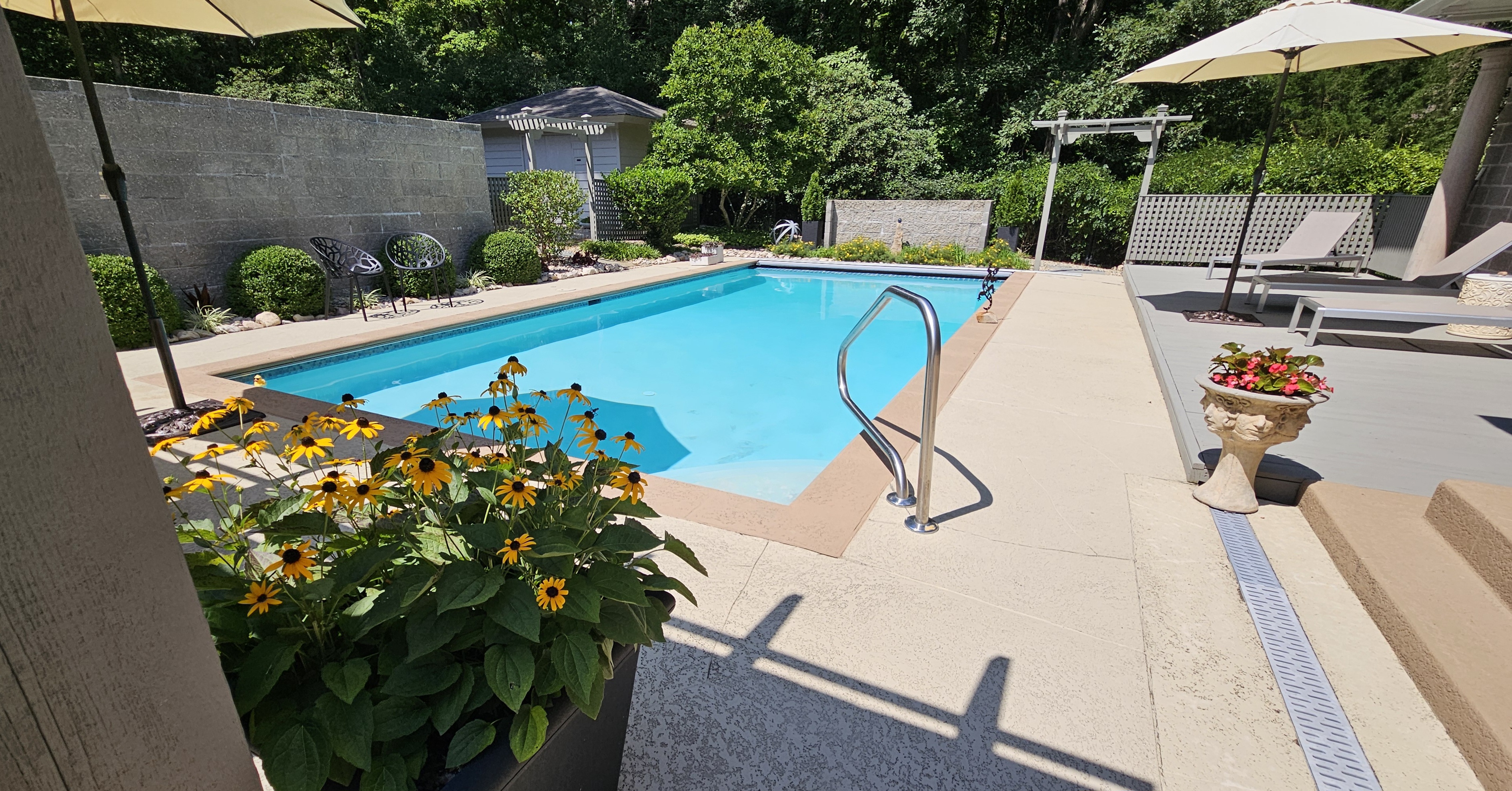 Beautiful clean pool maintained by Colonial Pool Company